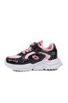 Black-Pink Velcro Girls Sneakers 732 P