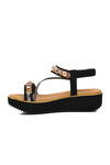 Siyah Hakiki Deri Kadın Sandalet 9651 Z