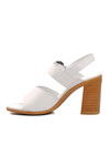 White Genuine Leather Womens Heeled Sandals 9750 Z