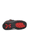 حذاء أطفال فروي بشريط فيلكرو أسود وأحمر للجنسين 1831 F