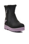 Black-Lilac Furry Girls Boots 23003 F