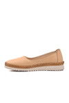Beige Genuine Leather Womens Casual Shoes 241737 Z