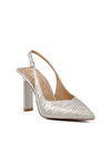 Silver Thin Heeled Womens Evening Shoes 298226 Z