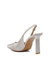 Silver Thin Heeled Womens Evening Shoes 298226 Z