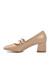 Beige Patent Leather Womens High Heel Shoes 323082 Z