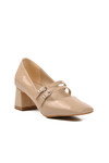 Beige Patent Leather Womens High Heel Shoes 323082 Z