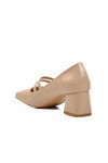 Beige Patent Leather Womens High Heel Shoes 323082 Z