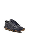 Navy Blue Genuine Leather Mens Casual Shoes 325-SM