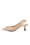 Beige Thin and Low Heeled Womens Evening Shoes 357075 Z