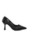 Black Satin Womens High Heel Shoes 357091 Z