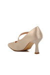 Beige Satin Womens High Heel Shoes 357094 Z