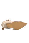 Beige Satin Womens High Heel Shoes 357094 Z