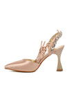 Beige Thin Heeled Stoned Womens Evening Shoes 461014 Z