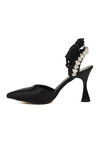 Black Thin Heeled Stoned Womens Evening Shoes 461014 Z