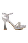 Silver Stone Heeled Womens Evening Shoes 529224 Z