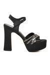 Black Platform Heeled Womens Evening Shoes 655323 Z