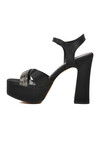 Black Platform Heeled Womens Evening Shoes 655323 Z