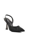 Black Thin Heeled Womens Evening Shoes 658209 Z