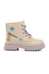 Cream-Lilac Polyurethane Girls Boots 1525 P