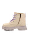 Cream-Lilac Polyurethane Girls Boots 1525 P