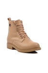 Beige Lace-Up Zippered Womens Boots Pc-52516 Z