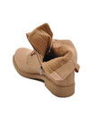 Beige Lace-Up Zippered Womens Boots Pc-52516 Z