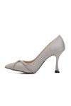 Gri Saten  Kadın Topuklu Ayakkabı PC-54036 Z