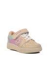 Beige-Lilac-Green Childrens Sneakers Slogan P
